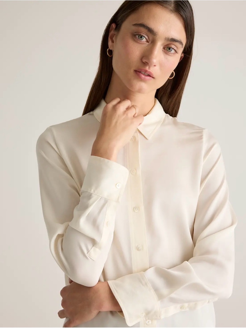 NWT Quince Silk Women's Washable Stretch Silk Blouse